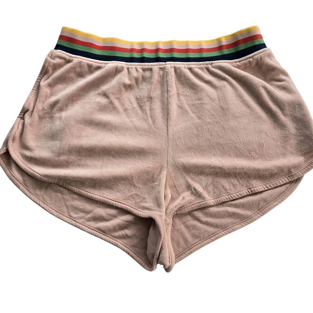 😀 Wild Fable Womens Shorts M Pink Velour Lounge Striped Waistband Casual‎